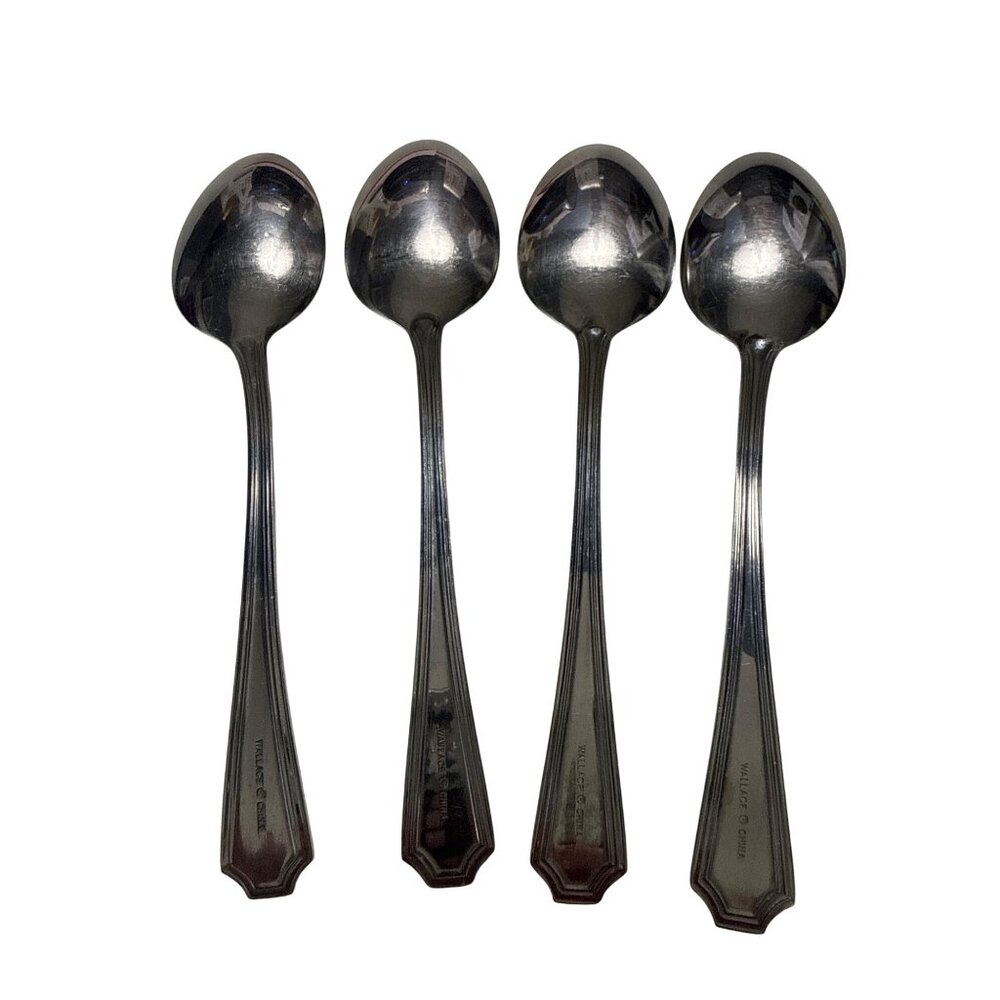 4 Wallace Silver Arlington Pattern Stainless Steel Tablespoons 7.5 Inches - Picture 2 of 4
